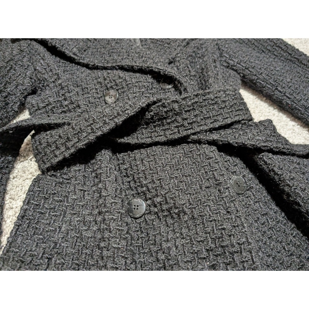 Calvin Klein Womens S Black Thick Boucle Double Button Up Wool Blend Coat - Picture 3 of 10